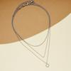 Silver Color Double Love Pendant Multi-layer Necklace For Women Three-piece Set Fashion Daily Accessory Jewelry Birthday Gifts