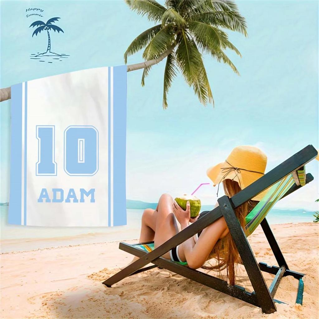 Sport Team Beach Towel with Badminton Tennis Club Logo Volleyball Soccer Design for School Teams Gift