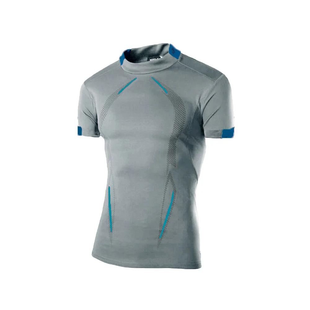 Men Casual Sports T-shirt Slim Fit Gym Sport Quick Dry Breathable Comfortable Outdoor Running Contrast Color Print Tee