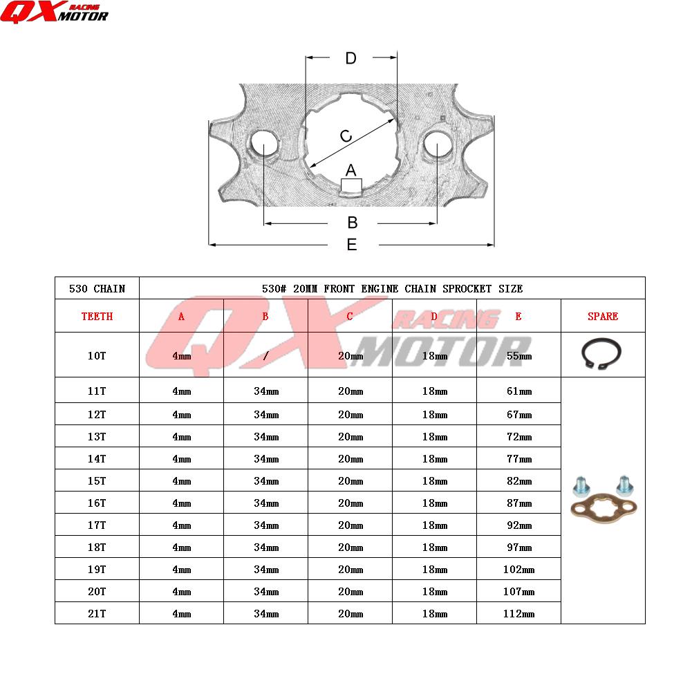 530 Chain 20mm 10 11 12 13 14 15 16 17 18 19 20 21 Teeth Front Engine Sprockets For 200 250cc Dirt Bike ATV Quad Buggy Motorbike