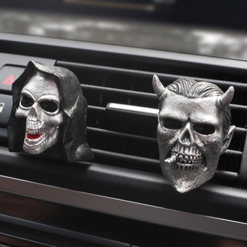 Autozubehör, Auto-Lufterfrischer, böser Totenkopf, Geister-Clips mit Diffusor für ätherische Öle für einzigartiges Zubehör, Auto-Aromatherapie