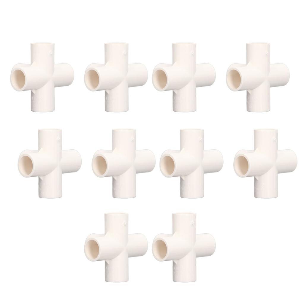 10 st PVC Rörkoppling 20mm 5-vägs Rätvinkel Tredimensionell Böj Röranslutning för Möbler