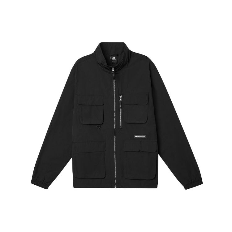 

Мужская тканая куртка с воротником-стойкой New Balance, черная AMJ11322-BK