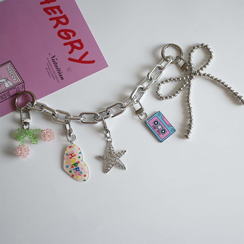 Starfish Bow Heart Keychain Bag Pendant Cute Backpack Decoration Kawaii Cartoon Jewelry Pendants Accessories Gifts