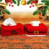 Christmas Tissue Box Cover Red Berries Leaves Belt Napkin Holder Case Decor Xmas