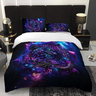 3 Stück Für Galaxy Neon Jaguar Bettwäsche Bettbezug Set Böhmisches Jaguar Bettwäsche Tagesdecke Set Tier-Thema Bett Tagesdecke Set Mystisch