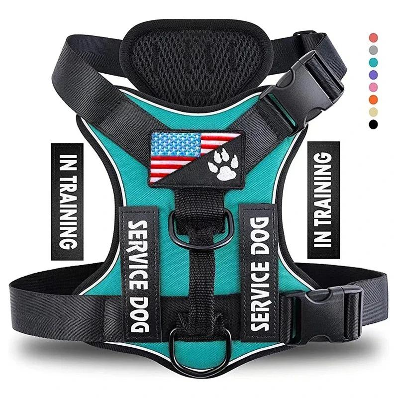 Service Dog Harness, Reflective Dog Vest Harness, Adjustable Soft Oxford Pet Harness, Inner Layer Mesh, Easy To Control for Dogs