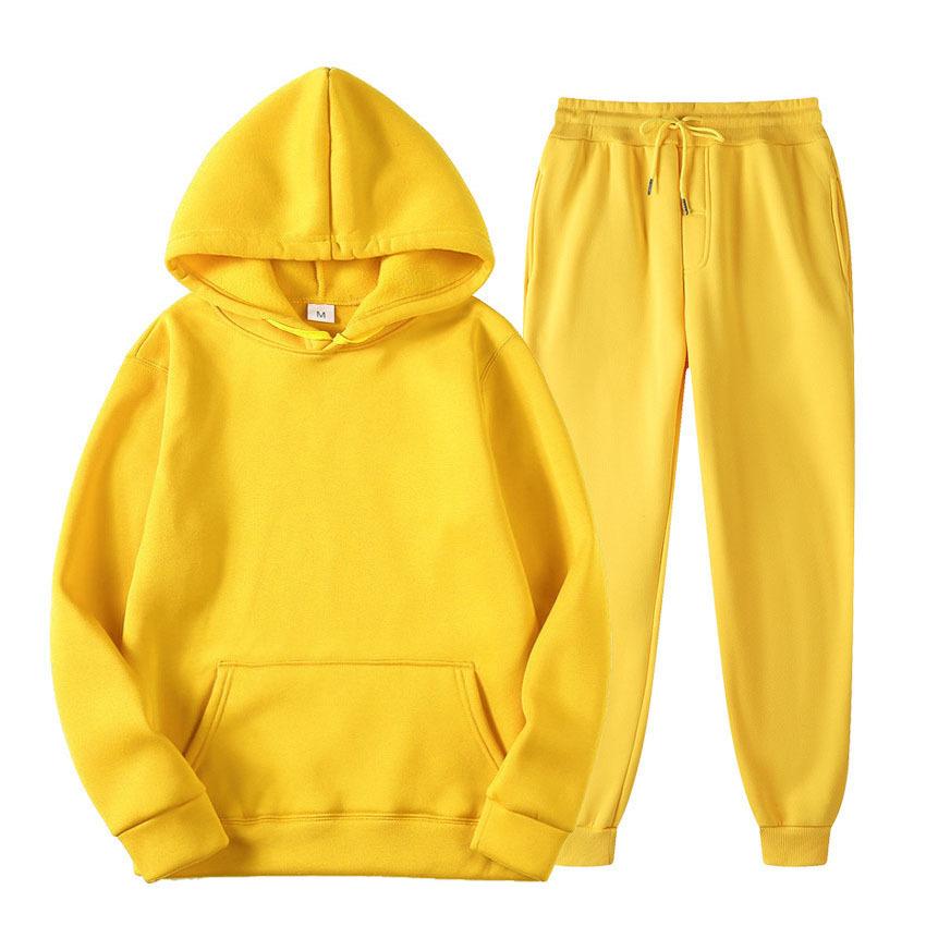 Männer Einfarbig Mit Kapuze Pullover Sets Herbst Winter Fleece Hoodie Zwei Stück Anzug Plus Größe männer Sportswear Hose trainingsanzug