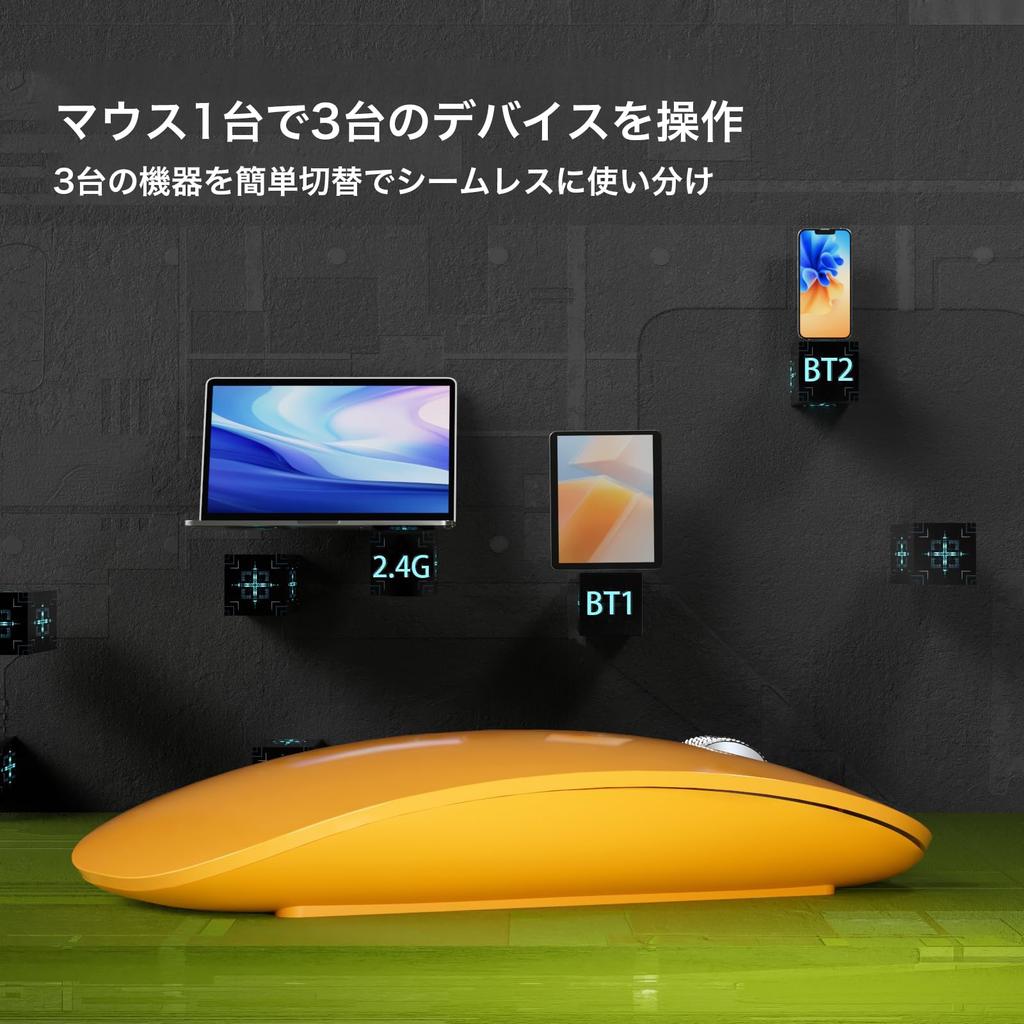 AmeToNana Ame To Nana Wireless Bluetooth Minimalist Compatible with iPad TELEC Japanese Instruction Orange Mouse, Mouse, Quiet, 2.3cm Thin,