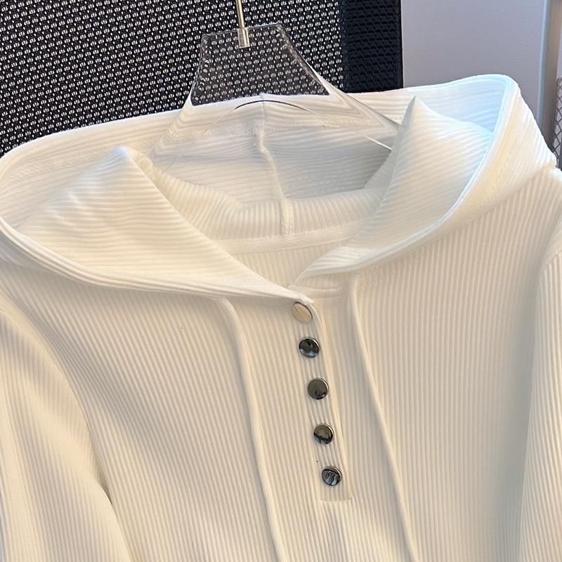 Drawstring hooded sweater women's autumn and winter new fashion knitted long-sleeved temperament slim-fitting bottoming top women