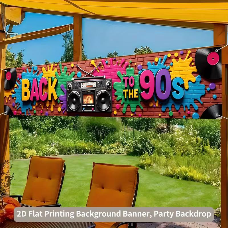 2D Back to The 90s Party Backdrop for Hip Hop Throwback Party Decoration