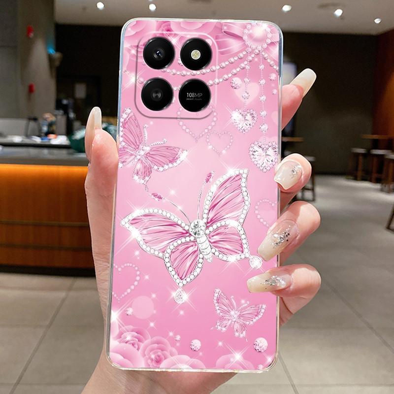 For Honor 400 Smart 5G Case Honor X7d 4G 5G Cover Clear Luxury Fashion Butterfly Flower Soft TPU Silicone Transparent Phone Case