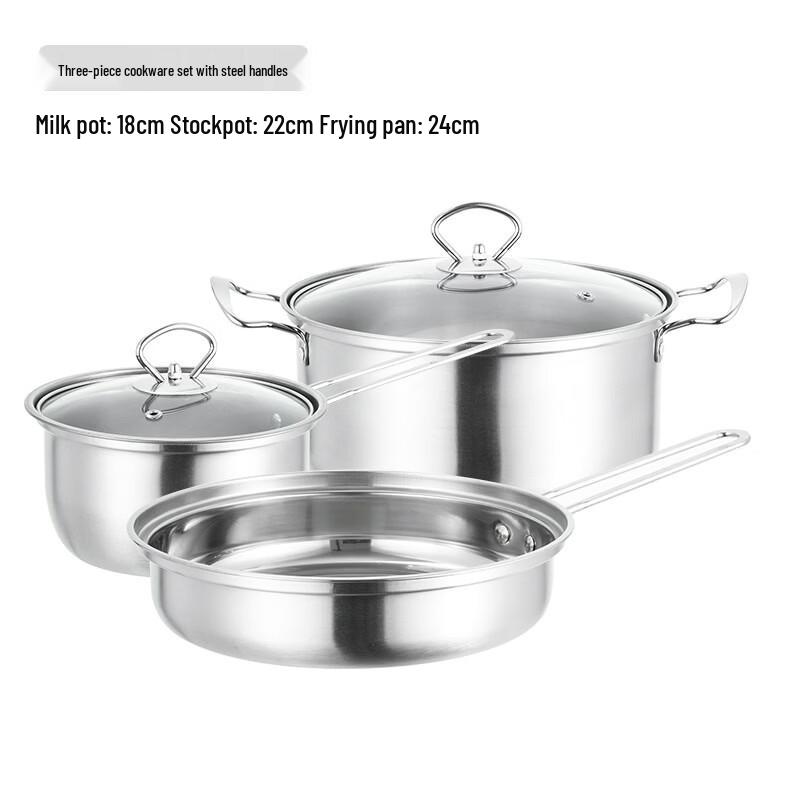 Wutuo Steel Handle 3-Piece Cookware Set