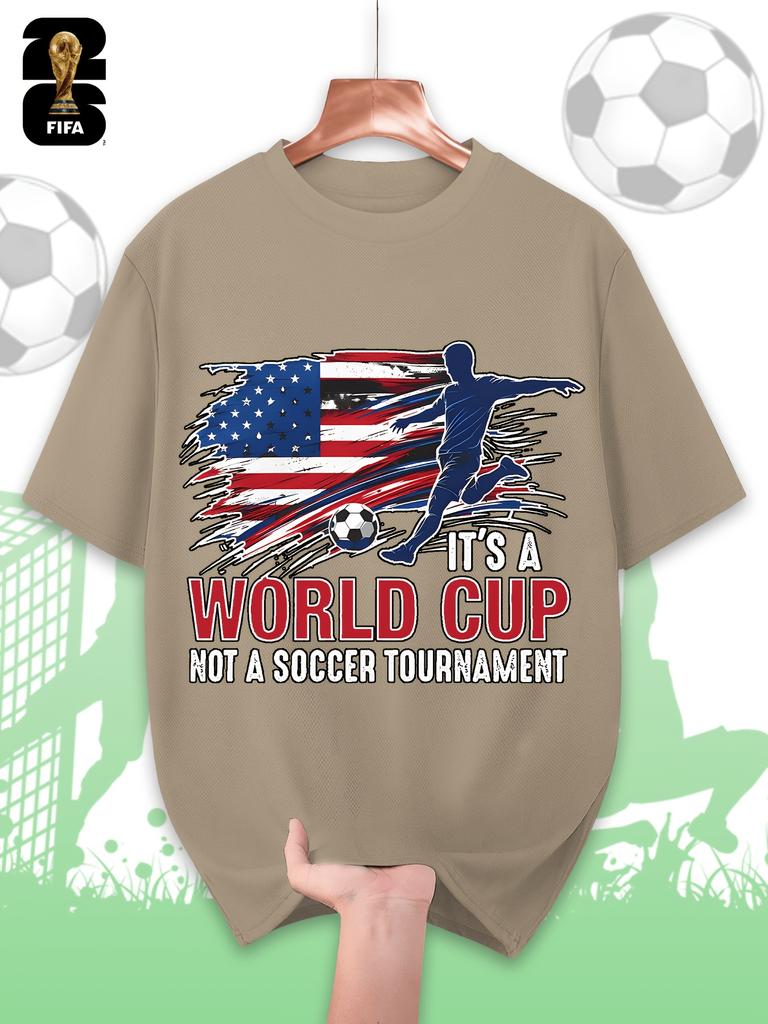 This FIFA World Cup-themed Short-sleeved T-shirt Is Designed Specifically for Men, Featuring a Crew Neck Style