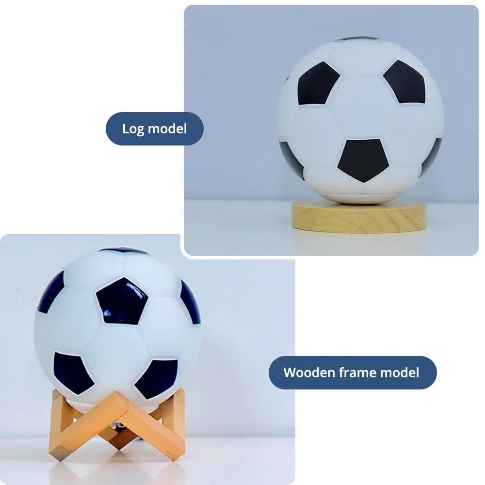 Football Night Light USB Warm White LED Circular Solid Wood Glass Small Table Lamp Bedsid Bedroom Study Decoration Illumination