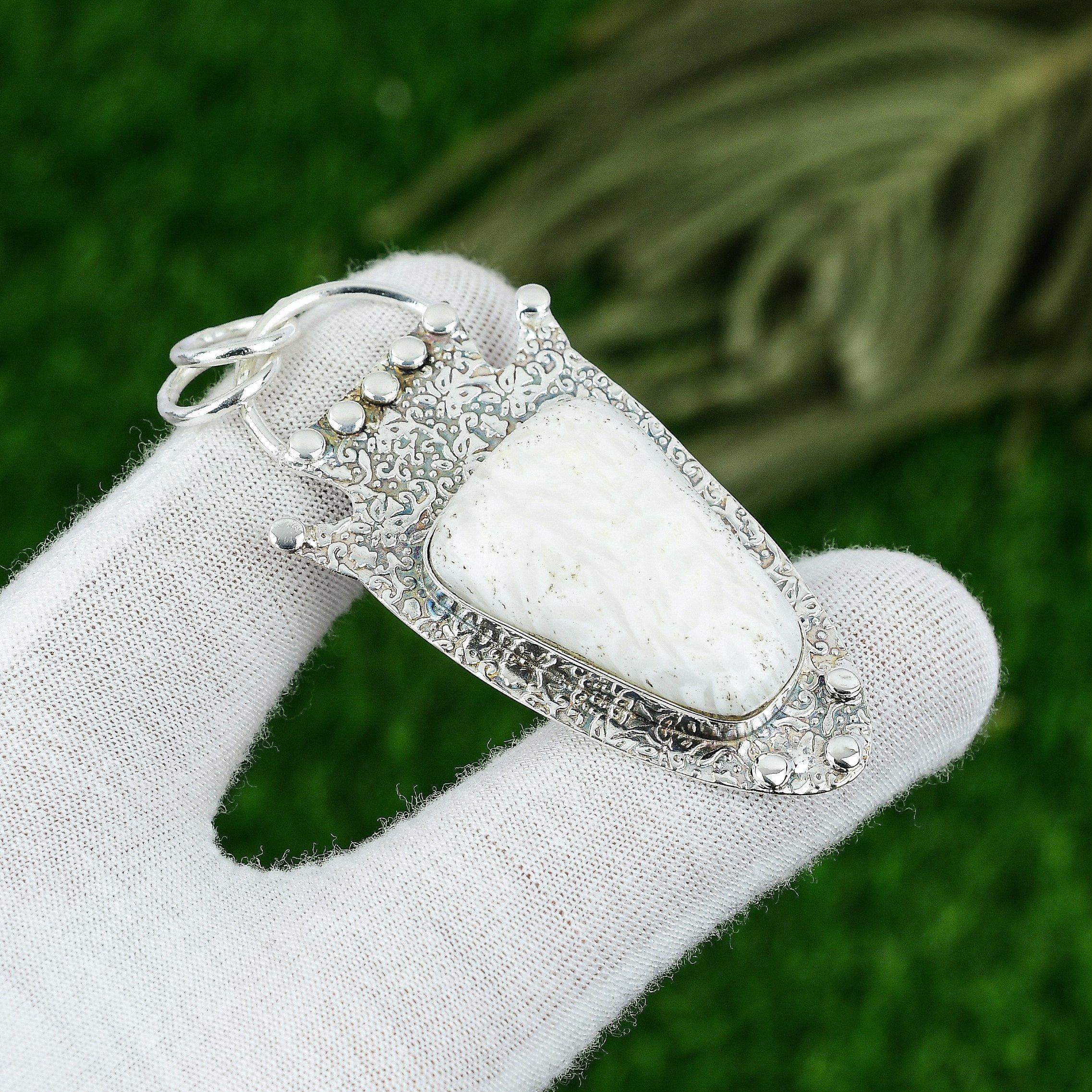 

Натуральный кулон из сколецита, серебро 925 пробы, индийские украшения для девочек