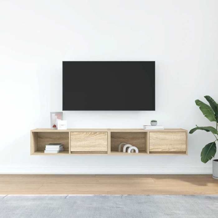 VidaXL Meubles TV 2 pcs chêne sonoma 80x31x25,5 cm bois d'ingénierie, banc TV, meuble hifi, centre de divertissement, buffet 861459