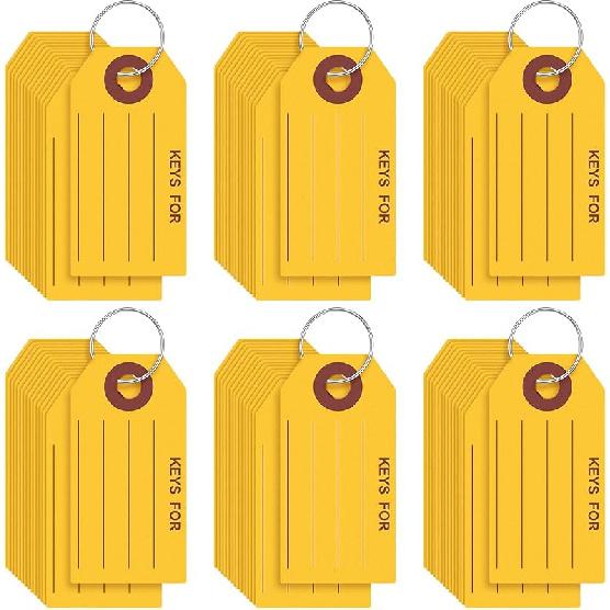 500 Pcs Key Tags with Rings 1.38 X 2.76 Inches Key Chain Tags Labels for Box Keychain Office Shop Car Supplies(Yellow)