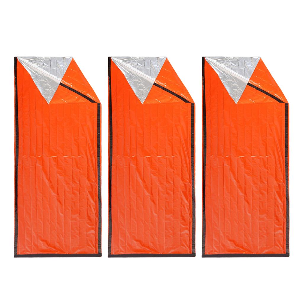 3pcs Emergency Sleeping Bag Thermal Rainproof Windproof Lightweight Survival Sleeping Bag for Camping Hiking Outdoor Envelope Sleeping Bag with Whistl