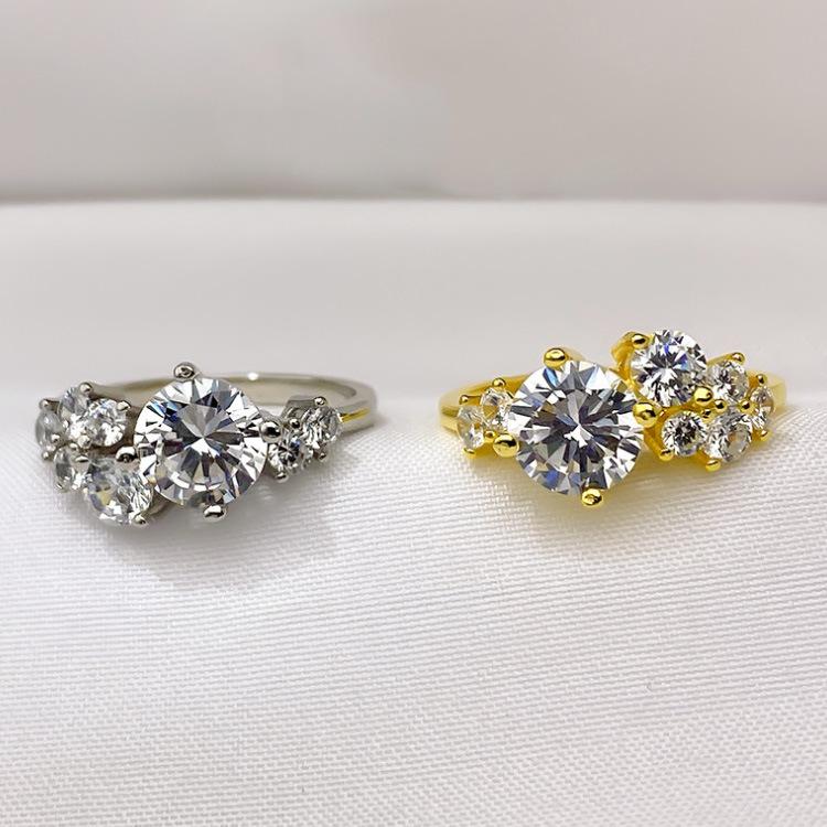 New Round Yellow Diamond Synthetic High Carbon Diamond Ring