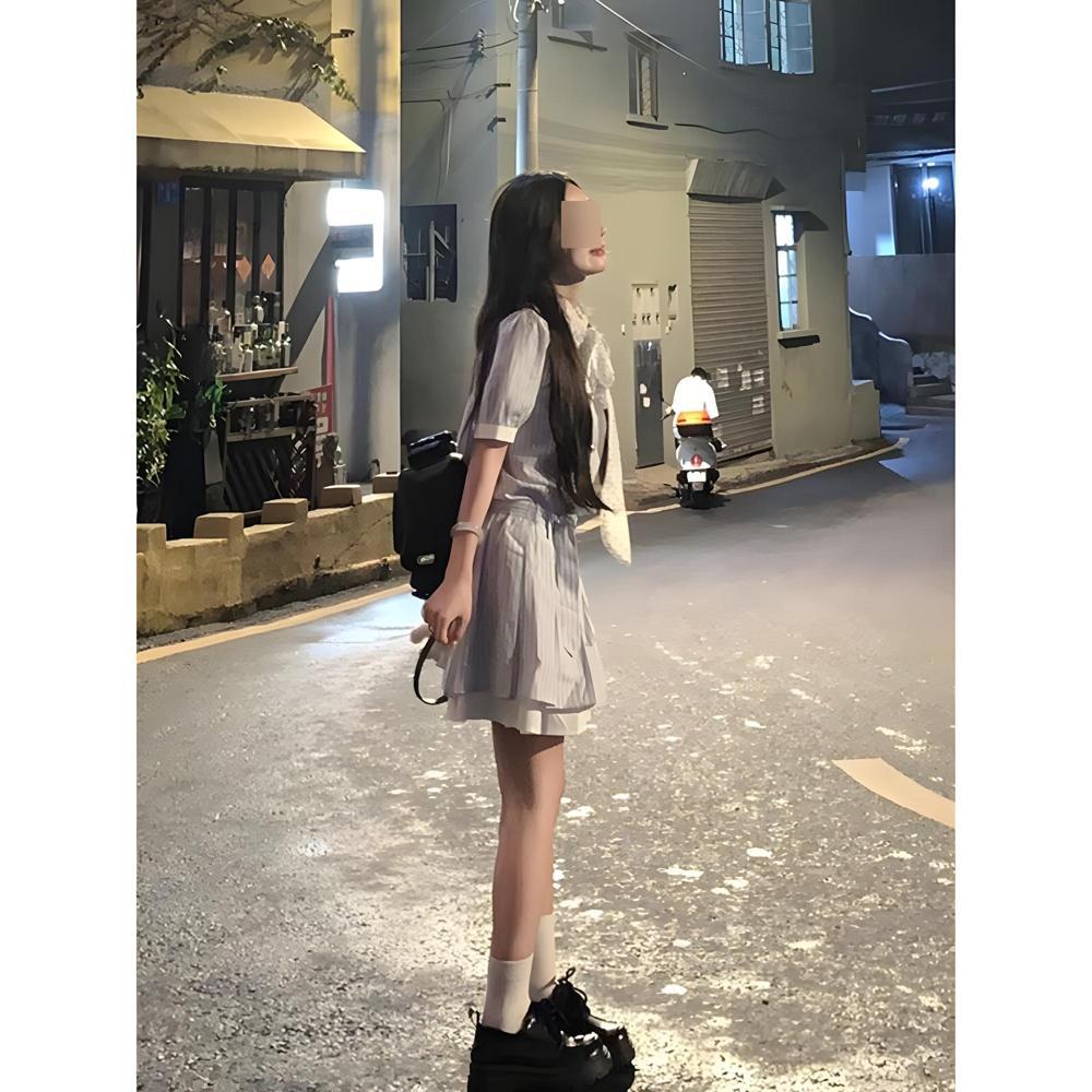 Summer temperament new women's short skirt is beautiful and super good-looking, temperament polo collar shirt dress