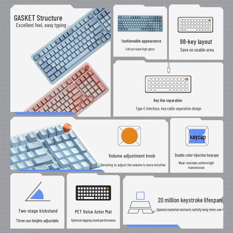 Lenovo MK9 Gasket 98-Key Wired Mechanical Keyboard