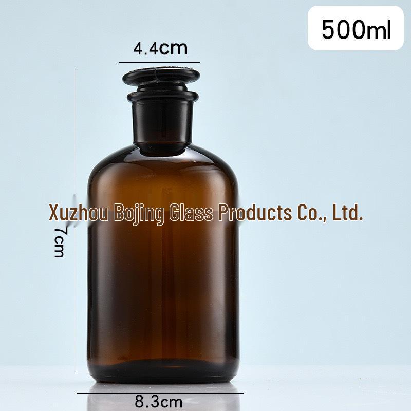 Brown Wide-Mouth 500ml Reagent Bottle with Ground-Glass Stopper