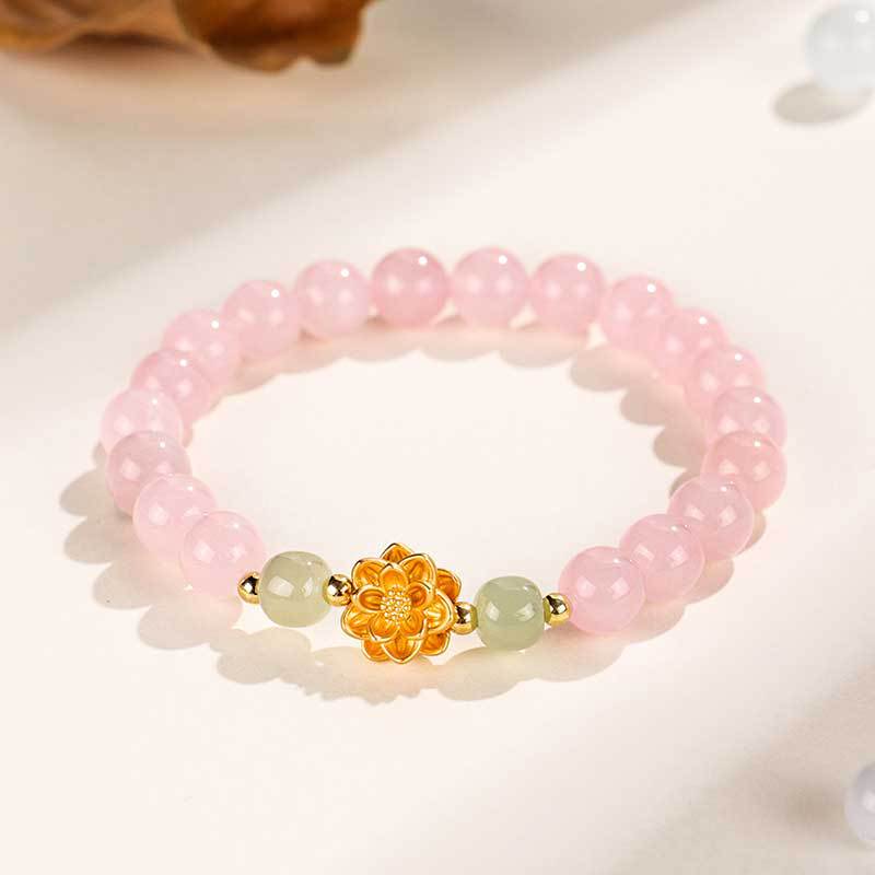 Новый браслет из бусин 999 Анемон Клубничный Кристалл Хэтяньский Нефрит Лошадь Розовый Браслет