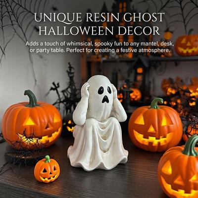 Ghost Ornament With Floating Landscape Base Halloween Party Home Entryway Office Desk Window Spooky Decorations Halloween Gifts