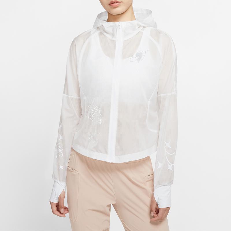 Nike Dámská bunda s kapucí s potiskem loga svrchní oděv bílá CW1562-100