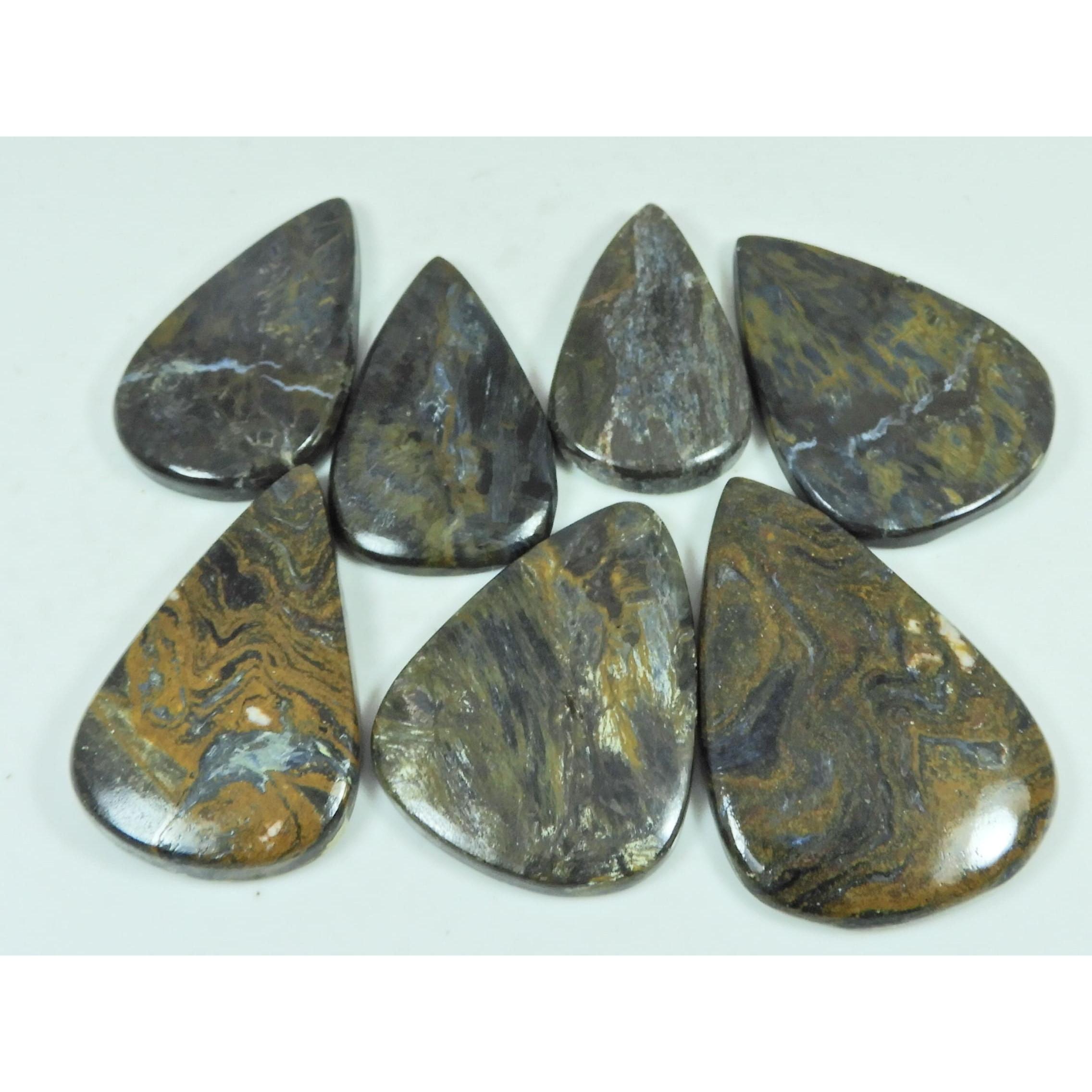 325Cts. Natural Pietersite Pear Shape Cabochon Loose Gemstone 07Pcs Lot C-2894