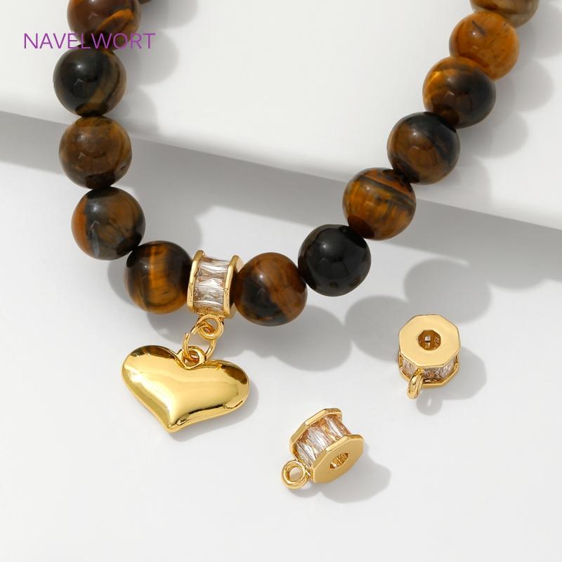 18K Gold Plated Inlaid Zircon Tube Pendant Bail Brass Pendant Connectors Bail Clasps For DIY Necklace Jewelry Making Accessories