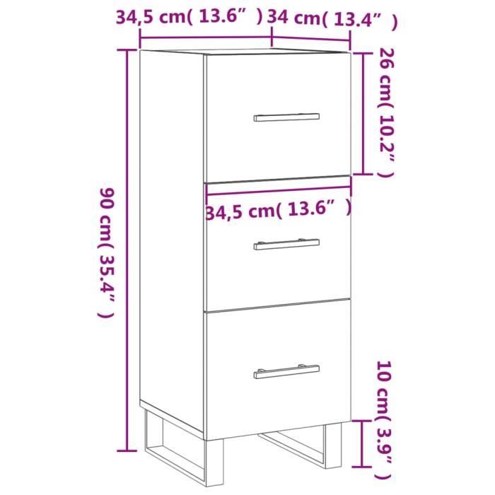 VidaXL Buffet Sonoma Oak 34.5x34x90 Cm Engineered Wood 828631