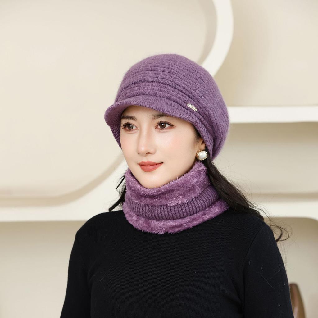 New Autumn and Winter Old Men's Hat for Women Knitted Versatile Warm and Casual Rabbit Fur Thickened Fashionable Wool Pot Hat Grandma Style