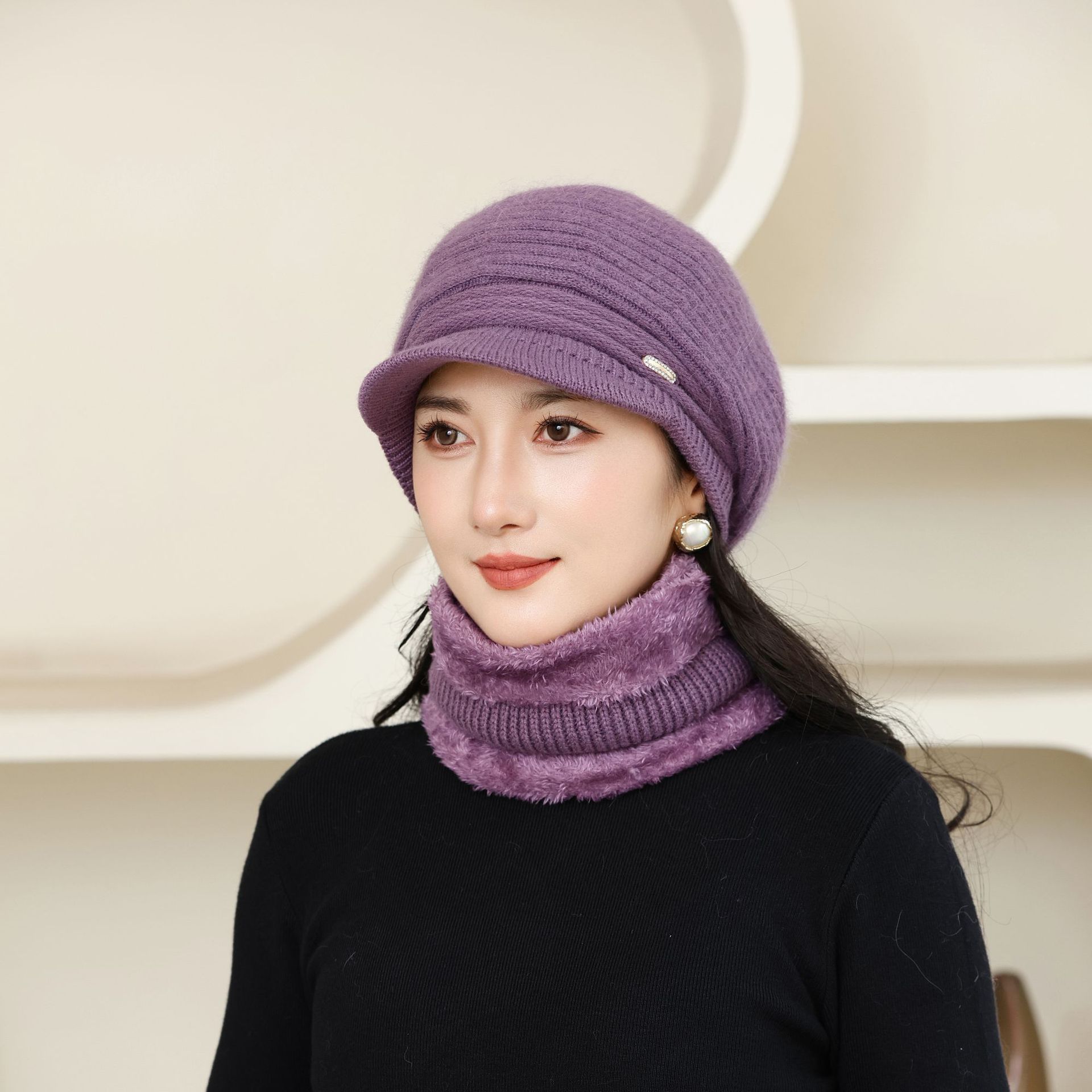 

New Autumn and Winter Old Men s Hat for Women Knitted Versatile Warm and Casual Rabbit Fur Thickened Fashionable Wool Pot Hat Grandma Style average size