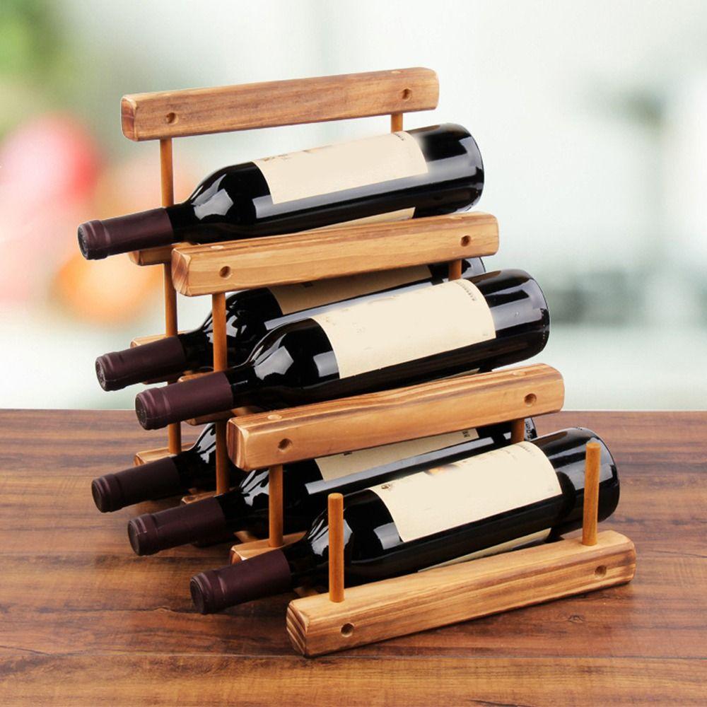 Decorative Wine Bottle Display Rack Solid Wood Wine Bottle Rack Champagne Bottles Organizer Bar