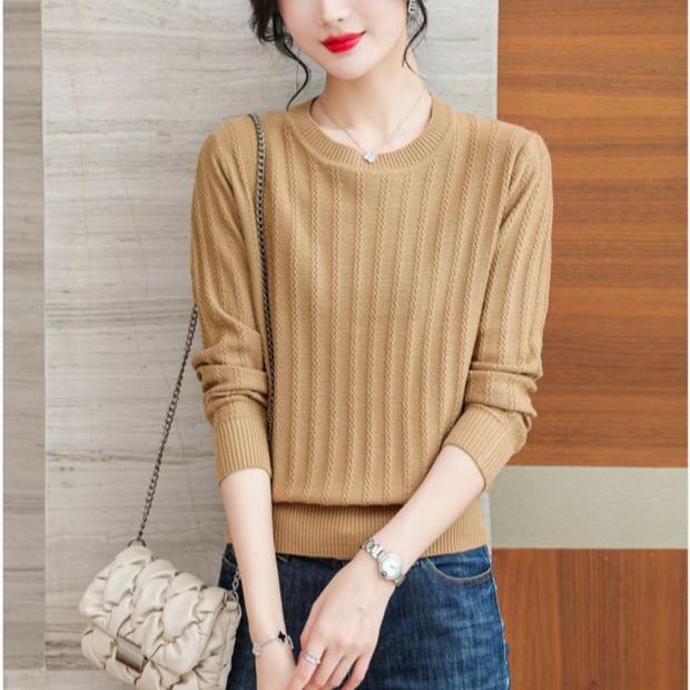 Fall Winter Women's Plus Size Sweater Short Crew Neck Knitwear Sweater Loose Pullover Knit Top Stretch Jumper