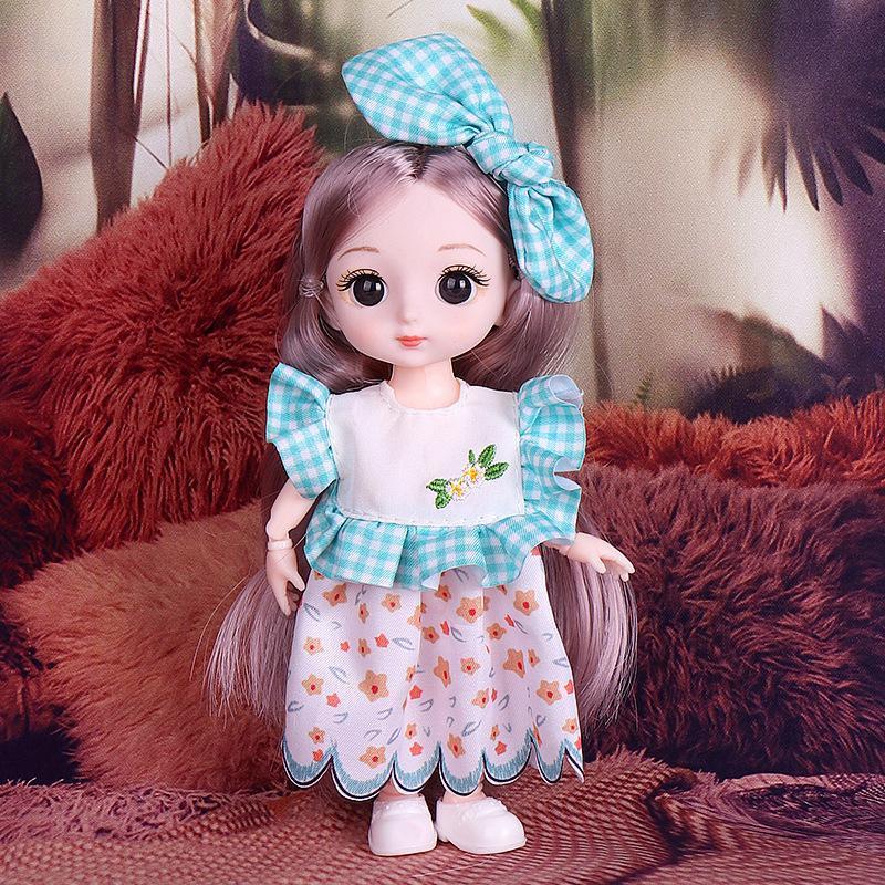16CM Mini Movable 21Jointed Doll Girls Toy 3D Big Eyes BJD Princess Full Outfits  Dresses  Collection Childrens Doll Gift