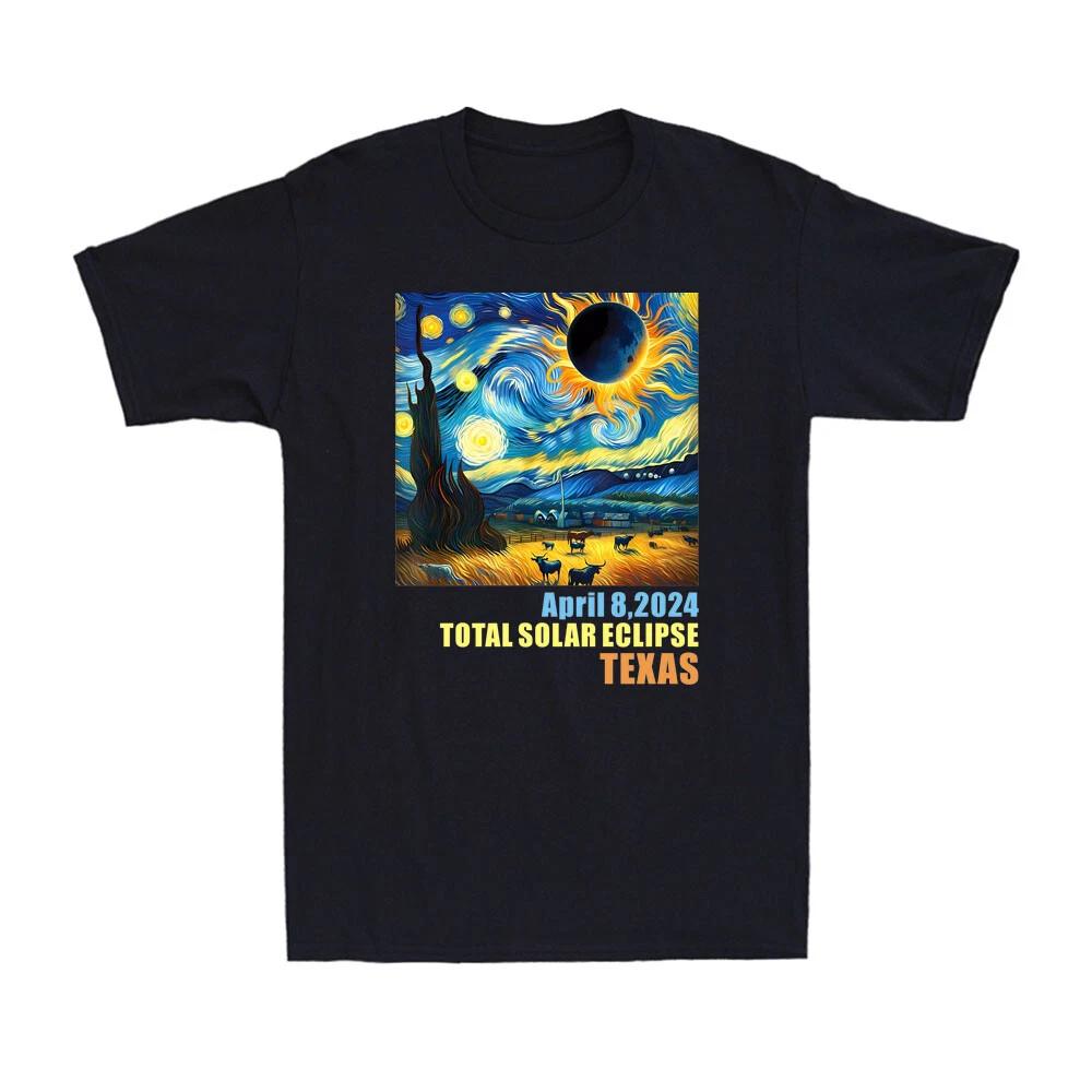 Starry Night Van Gogh Classic Total Solar Eclipse April 8 2024 Men's T-Shirt