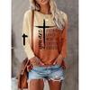 Cross Letter Printed Long Sleeved T-shirts for Women's Casual Multi-color Top