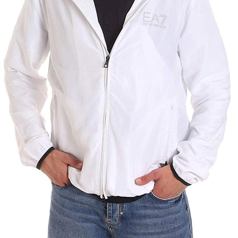 Emporio Armani Solid Color Hooded Long Sleeve Sweatshirt Men Tops White 8NPB04-PNN7Z-1100