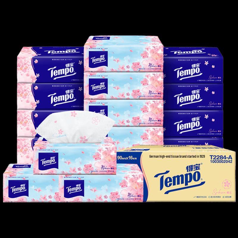 Tempo 4-Ply Cherry Blossom Tissues (16 Packs)