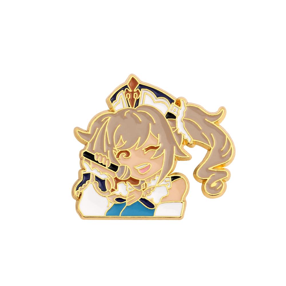 Game Genshin Impact Brooch Diluc Barbara Fischl Klee Paimon Cartoon Character Pins Badge Jewelry Accessories Gift for Fans