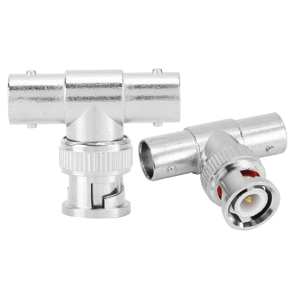 2pcs BNC Male to Female Adapter 3 Way Surveillance Video T Connector Splitter
