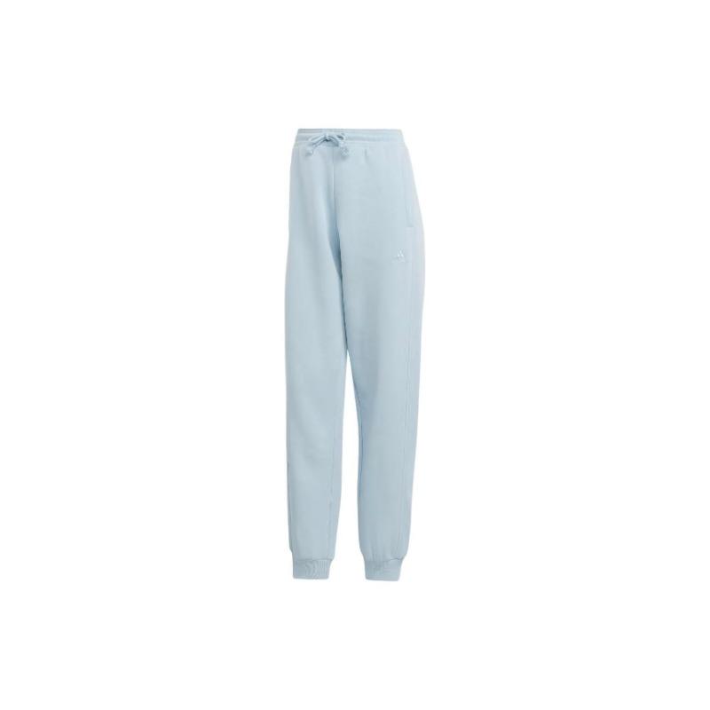 Adidas All Season Fleece Pants Solid Color Drawstring Cuffed Joggers Women Pants Light-Blue IM0328