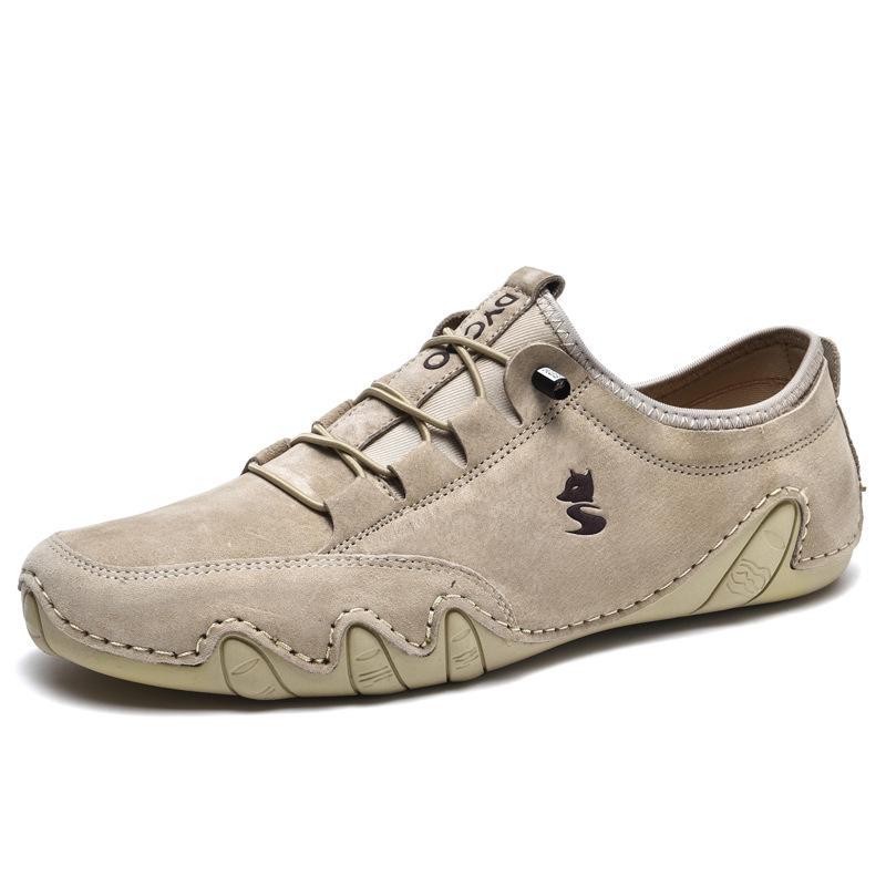 LDECK Men's Large Size Leather Low-Top Casual Martin Shoes