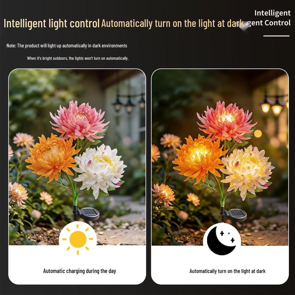 Outdoor Waterproof Solar Chrysanthemum Garden Light for Lawn, Balcony, and Yard Landscaping