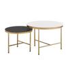 Round Nesting Coffee Table Set Of 2, End Table, Industrial Stacking Side Table, Accent Coffee Table For Home Office Living Room