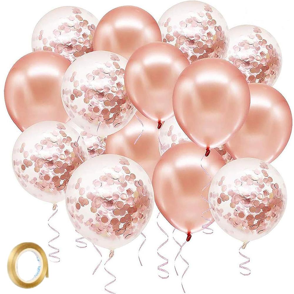 60/50pcs rose gold confetti latex balloon set, suitable for birthday, graduation ceremony, wedding, party decoration