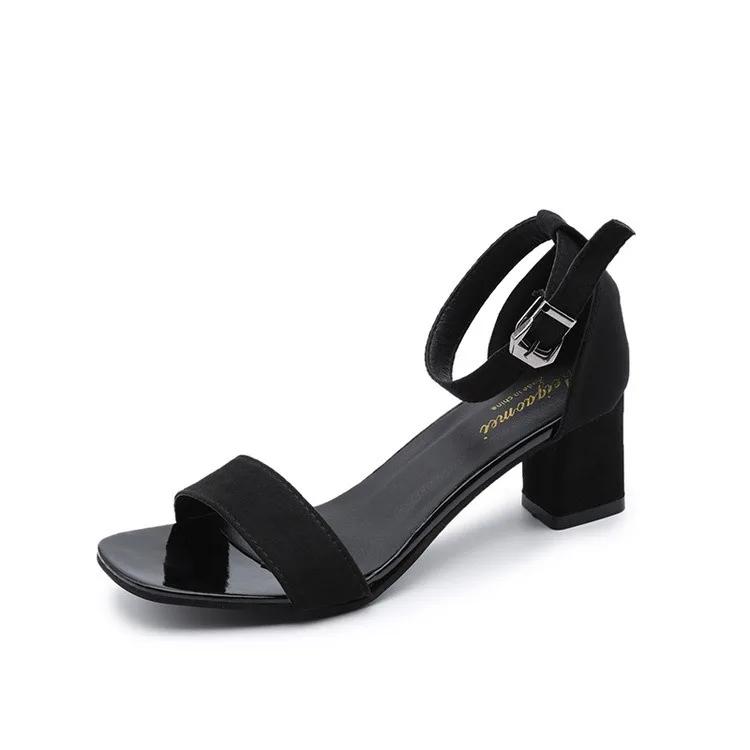 Fashion Women's 2025 Summer Fashion Sandals Medium High Heel Outdoor Sandalias Elegant Wedding Shoes Bridal Plus Size 34-40 Buckle Strap